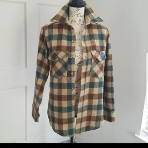 SIZE S  WOOLRICH WOOL BLEND PLAID OVERSHIRT WOODWORK CHECK Shirt JACKET